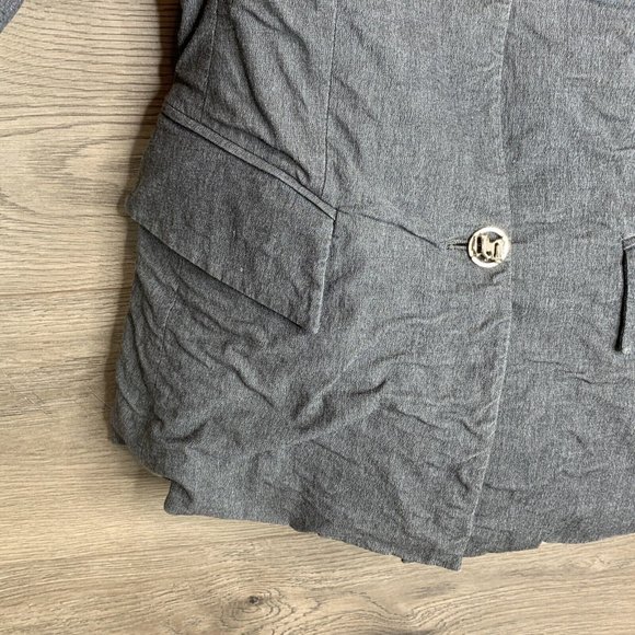 Versace Jacket Womens Size 8 Grey 2 Button Closure Notch Lapel Shoulder Pads - Picture 5 of 11